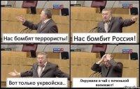 Нас бомбят террористы! Нас бомбит Россия! Вот только укрвойска.. Окружили и чай с печенькой попивают!