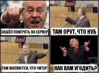 Зашёл поиграть на сервер Там орут, что нуб Там жалуются, что читер Как вам угодить?