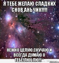 я тебе желаю сладких снов,Аньчик!!!! нежно целую,скучаю и всегда думаю о тебе!люблю!!**