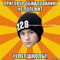 приговор обжалованию не полежит 11 лет школы!