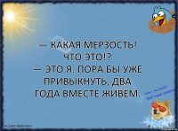 — Какая мерзость! Что это!?
— Это я. Пора бы уже привыкнуть, два года вместе живем.