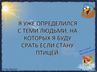 Я уже определился с теми людьми, на которых я буду срать если стану птицей.