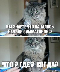 вы знаете что началась неделя суммативок ? Что ? Где ? Когда?