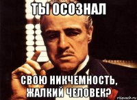 ты осознал свою никчемность, жалкий человек?