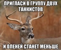 пригласи в группу двух танкистов и оленей станет меньше