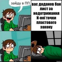 зайду в ПП вас доданов бан лист за недотримання N-ної точки пластового закону