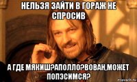 нельзя зайти в гораж не спросив а где мякиш?аполло?вован,может попэсимся?