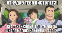 - откуда у тебя пистолет?! - кто такой сильвер?! что ещё за школа магии? какой ещё "cad"?