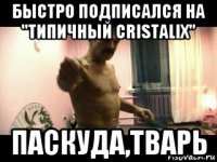 быстро подписался на "типичный cristalix" паскуда,тварь