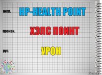 HP-health point Хэлс поинт УРОН