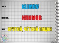 Klimov Климов Крутой, чёткий пацан