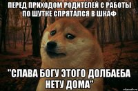 перед приходом родителей с работы по шутке спрятался в шкаф "слава богу этого долбаеба нету дома"