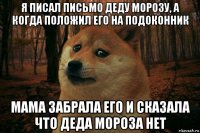 я писал письмо деду морозу, а когда положил его на подоконник мама забрала его и сказала что деда мороза нет