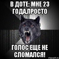 в доте: мне 23 года,просто голос еще не сломался!