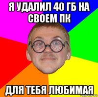 я удалил 40 гб на своем пк для тебя любимая