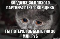 когда из-за плохого партнера переговорщика ты потерял объекты на 30 млн.руб