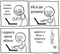 о нова мишка для компа. ей,а де розмір і адреса мене вбила адреса ж була з кварталу Росії.