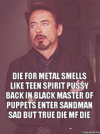 die for metal smells like teen spirit pussy back in black Master of puppets Enter sandman sad but true Die MF Die