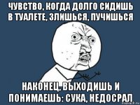 чувство, когда долго сидишь в туалете, злишься, пучишься наконец, выходишь и понимаешь: сука, недосрал