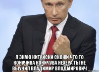  я знаю китайски скожи что то конучива коничува нехера ты не выучил владимир влодмирович