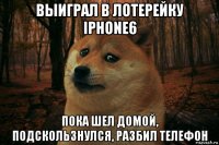 выиграл в лотерейку iphone6 пока шел домой, подскользнулся, разбил телефон