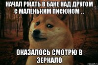 начал ржать в бане над другом с маленьким писюном . . оказалось смотрю в зеркало