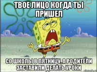 твое лицо когда ты пришел со школы в пятницу, а родители заставили делать уроки