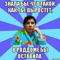 знала бы, что такой, как ты, выростет, в роддоме бы оставила.