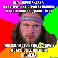 цель евромайдана - политический строй вольницы в стиле новгородского вече так жили славяне в старые добрые ведические времена!