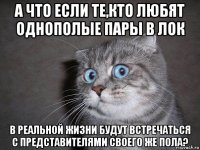 а что если те,кто любят однополые пары в лок в реальной жизни будут встречаться с представителями своего же пола?