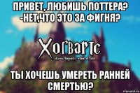 привет, любишь поттера? -нет,что это за фигня? ты хочешь умереть ранней смертью?