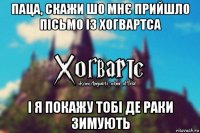 паца, скажи шо мнє прийшло пісьмо із хогвартса і я покажу тобі де раки зимують