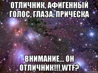 отличник, афигенный голос, глаза, прическа внимание... он отличник!!! wtf?