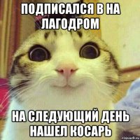 подписался в на лагодром на следующий день нашел косарь