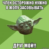 член осторожно нужно в жопу засовывать друг мой!!