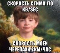 скорость стима 170 kb/sec скорость моей черепахи 2км/час