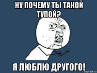 ну почему ты такой тупой? я люблю другого!