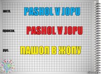 Pashol v jopu Pashol v jopu Пашол в жопу