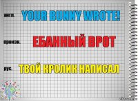 Your bunny wrote! ебанный врот Твой кролик написал