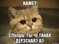 намет слышь, ты че такая дерзская? а?