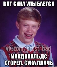 вот сука улыбается макдональдс сгорел. сука плачь