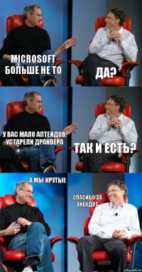 Microsoft больше не то Да? У вас мало аптейдов, устарели драйвера Так и есть? А мы крутые Спасибо за анекдот