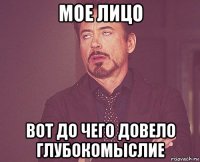 мое лицо вот до чего довело глубокомыслие