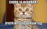 скоро 14 февраля? вчера же токо новый год был