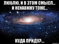 люблю, и в этом смысл... и ненавижу тоже... куда приду?...