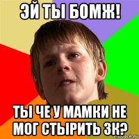 эй ты бомж! ты че у мамки не мог стырить 3к?