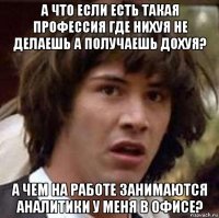 а что если есть такая профессия где нихуя не делаешь а получаешь дохуя? а чем на работе занимаются аналитики у меня в офисе?