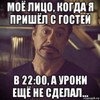 моё лицо, когда я пришёл с гостей в 22:00, а уроки ещё не сделал...