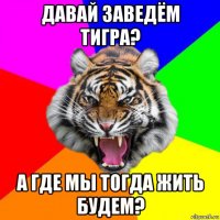 давай заведём тигра? а где мы тогда жить будем?