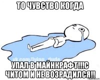 то чувство когда упал в майнкрафт!!!с читом и не возрадился!!